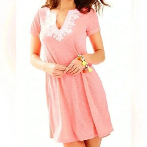 Lilly Pulitzer Maisy Coral Reef Embroidered Slub Jersey T-Shirt Swing Dress XXS